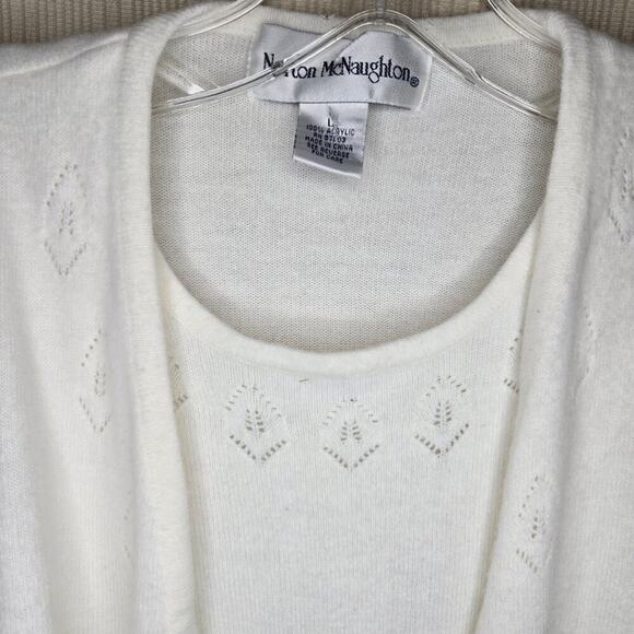 NORTON MCNAUGHTON White Cardigan Size Large [0304] - Picture 6 of 10